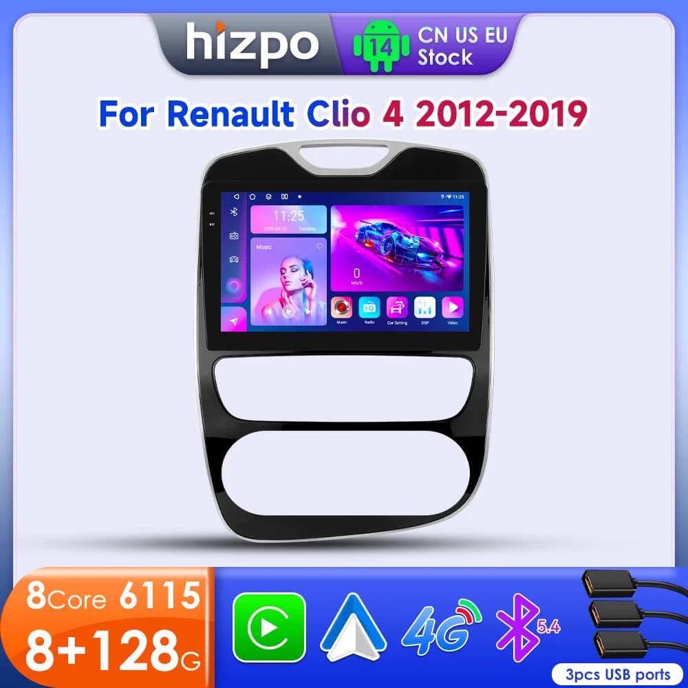 Hizpo Autoradio Per Renault Clio 4 2016 - 2019 Lettore Multimediale GPS Autoradio Wireless CarPlay Android Auto No 2 din 2din DVD