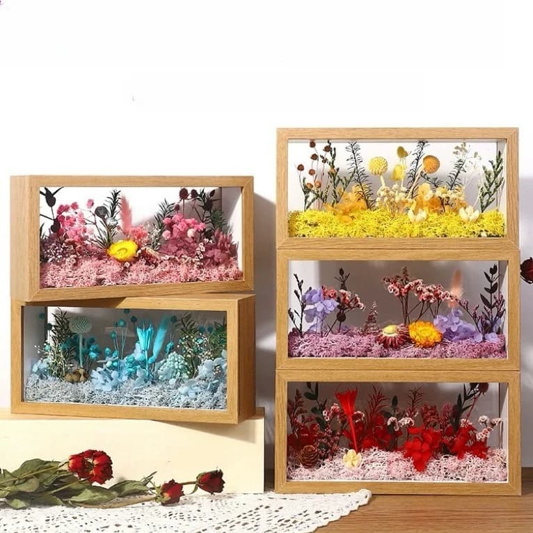 Regalo per la Festa della Mamma 520 Cornice Fotografica Tridimensionale in Acrilico con Fiori Secchi e Fiori Eterni, Cornice Fai-da-Te per Foto e Ornamento