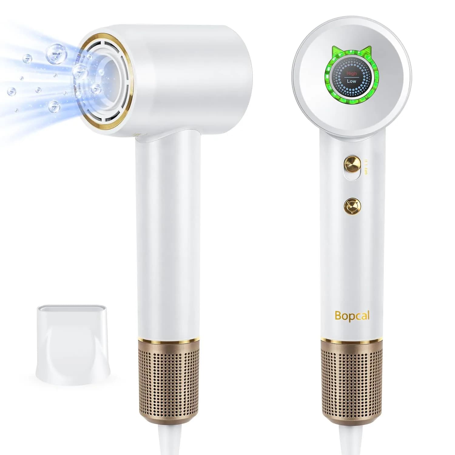Asciugacapelli professionale ad alta velocità da 1600 W 110000 Asciugacapelli domestico con touch screen silenzioso, ventilatore caldo e freddo senza spazzole RPM, ad asciugatura rapida