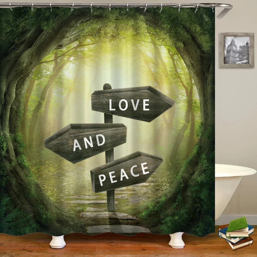 Tenda da doccia Fairy Dream Forest Tenda da bagno impermeabile Tenda da bagno in poliestere Cartoon Fantasy Decorazione per la casa con ganci