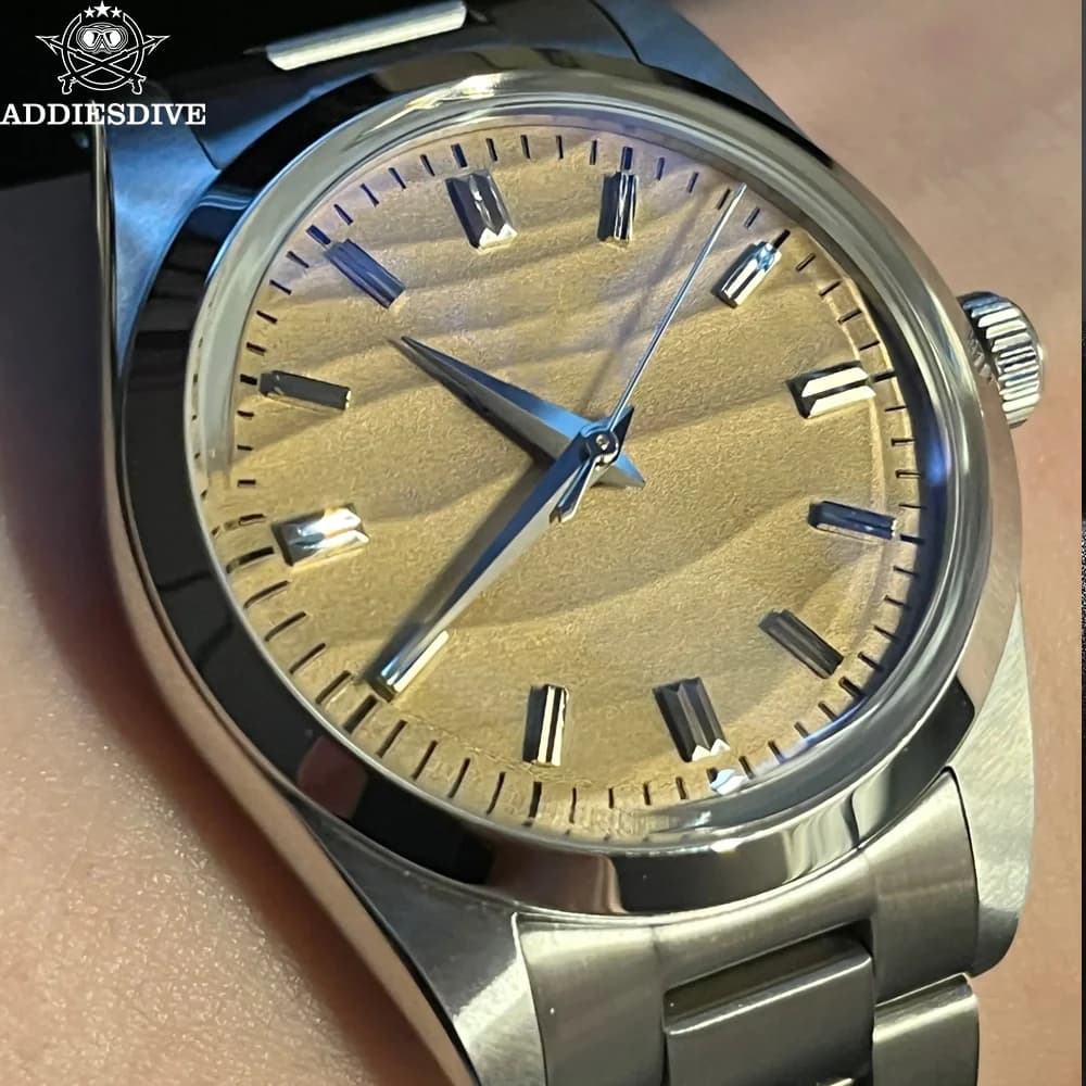 ADDIESDIVE Men‘s Watch No Logo AD2030 New AR Coating Bubble Domed Glass 100m Diving 316L Stainless Steel VH31 Quartz Dress Watc