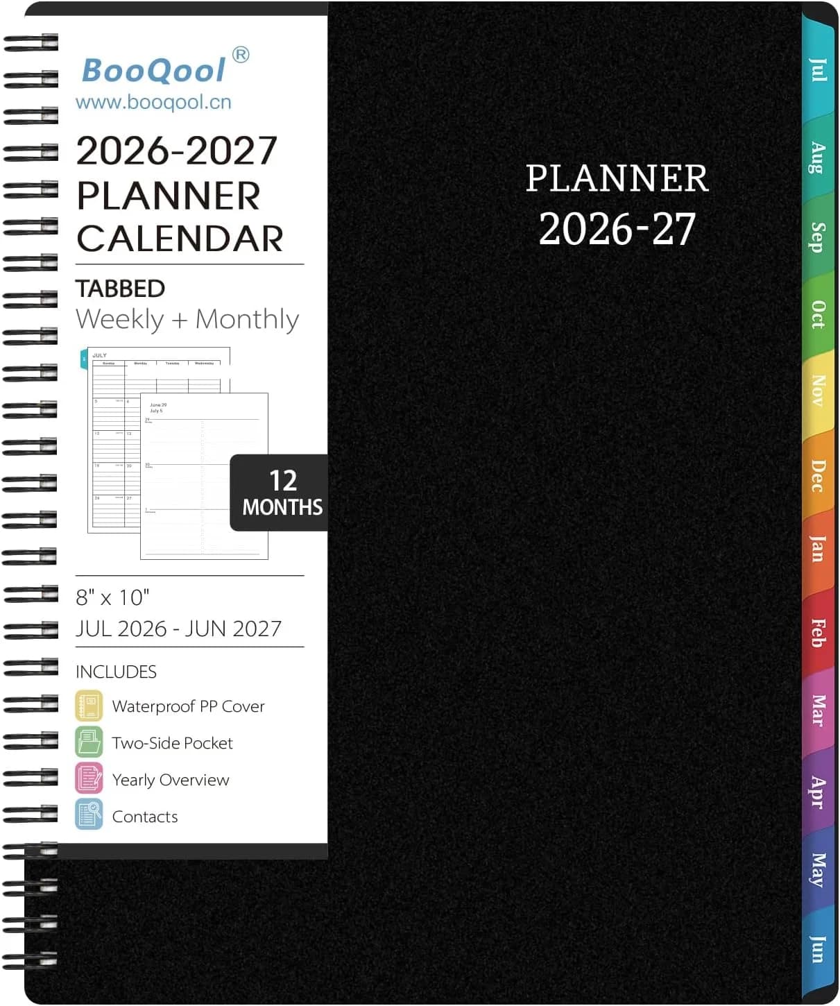 Agenda Planner 2026, Gennaio 2026 - Dicembre 2026, 9 x 11, Agenda Settimanale e Mensile 2026, Rilegatura TwinWire, Schede Mensili Colorate, Flessibile