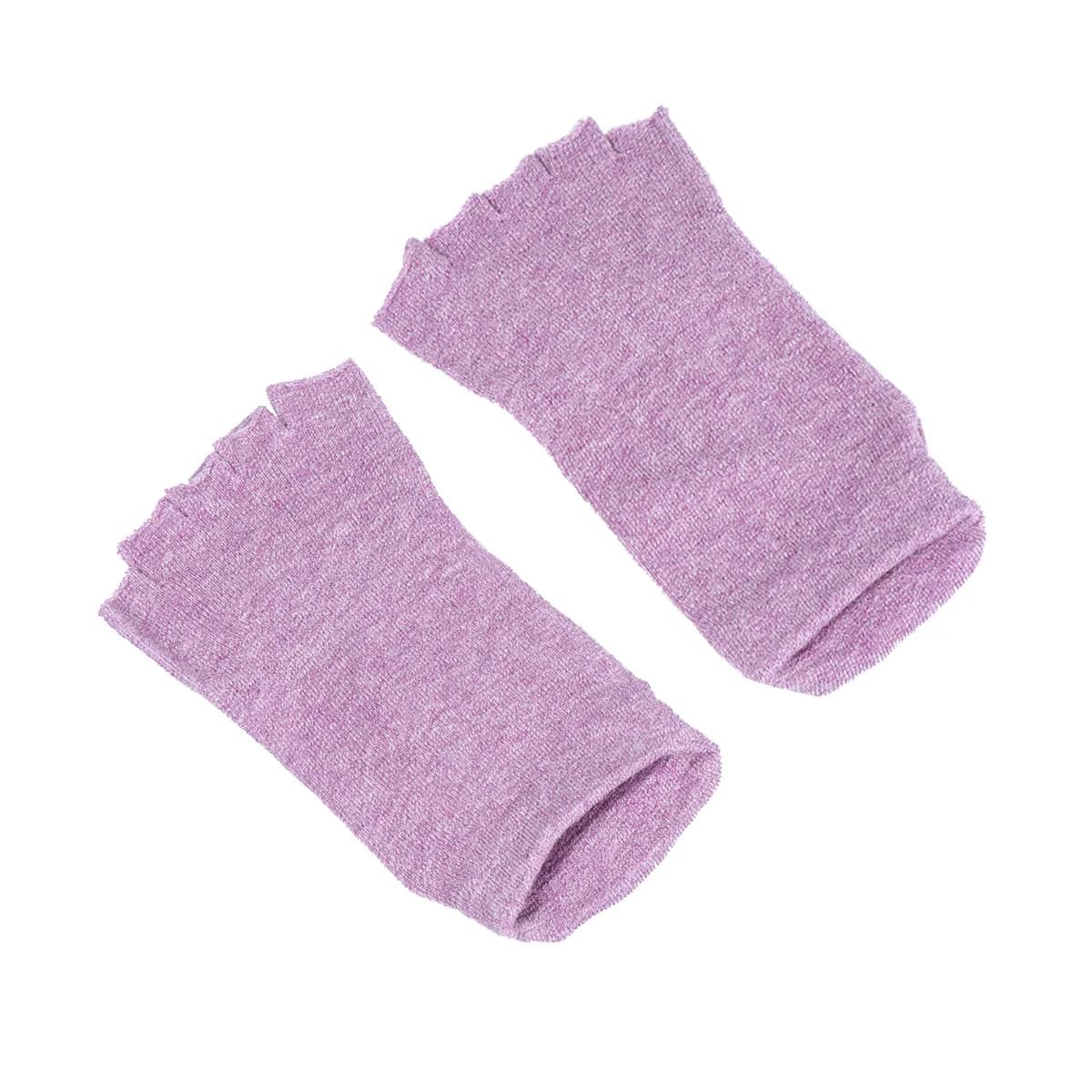 1Pair Breathable Open-Toed Yoga Socks Moisturizing Non-Slip Sports Socks for Women Running Walking Standing Violet