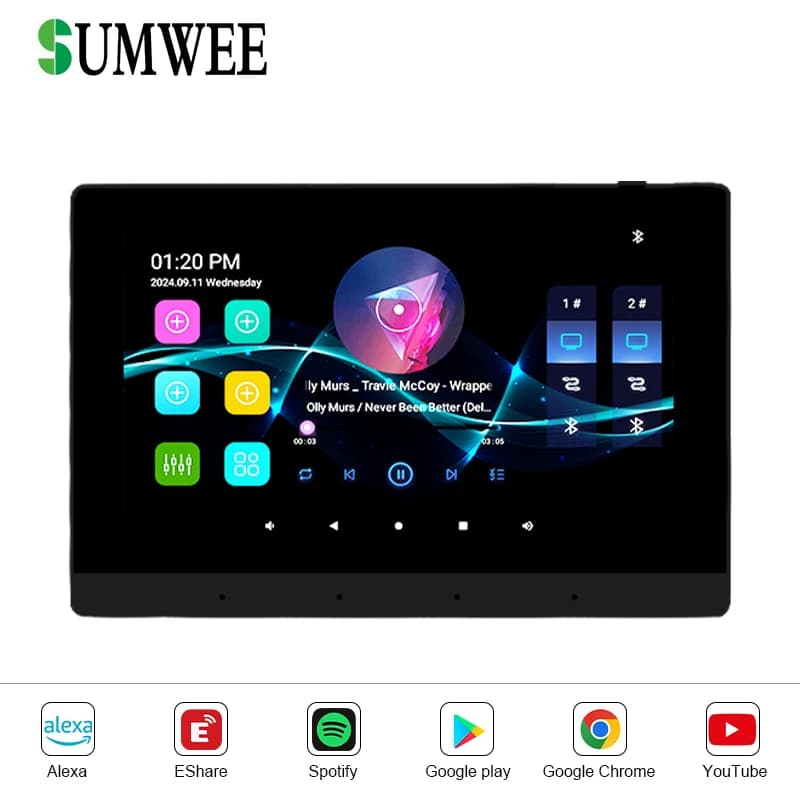 Smart 2 zone Audio amplificatore da parete WIFI Android11 2 + 32G Bluetooth home theater touch screen Pannello di controllo del suono della musica di sottofondo