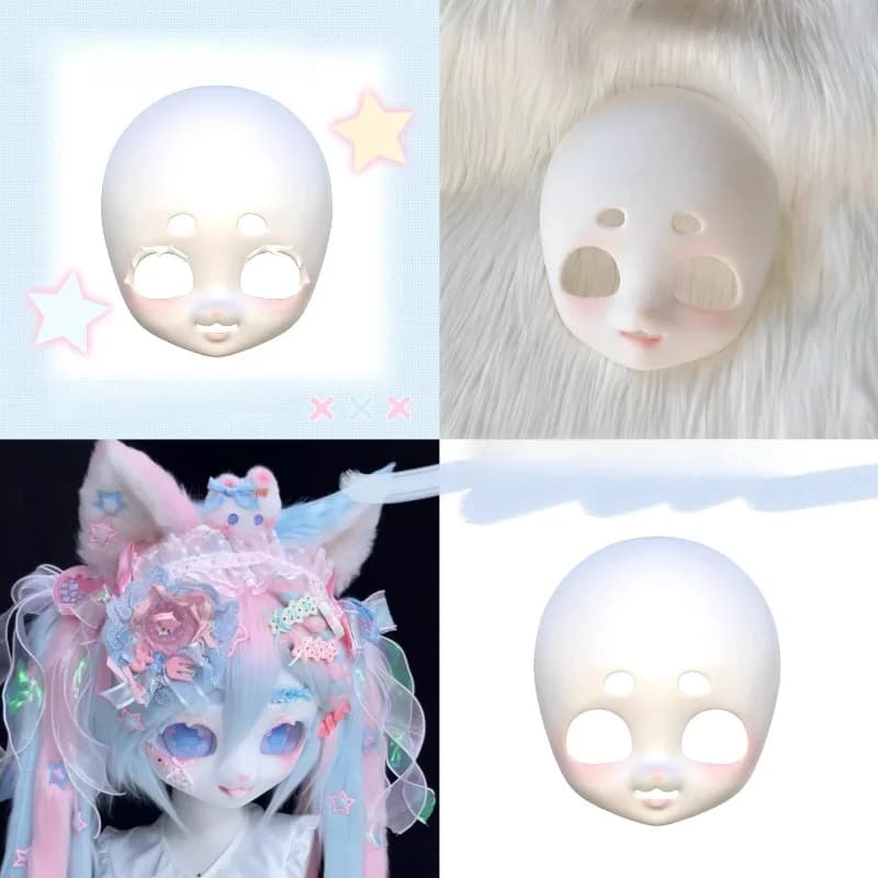 Maschera Kig Teschio Fai da Te, Accessori Cosplay Fursuit, Base Testa Bambola Kigurumi Animale, Maschera Anime per Carnevale, Feste e Giochi di Ruolo, con Ciglia
