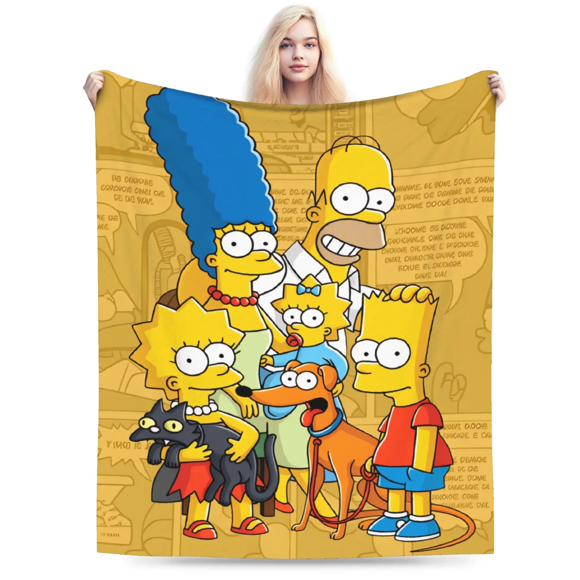 Funny S-Simpsons Family Portrait Blanket Quality Warm Throw Blanket Autumn Camping Living Room Casual Bedspread