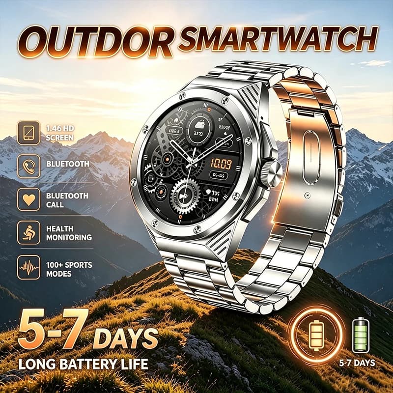 GEJIAN New 1.43 "AMOLED Sports Health Smart Watch With Heart Rate Sleep Bluetooth Call IP67 GPS Trajectory Tracking Smartwatch