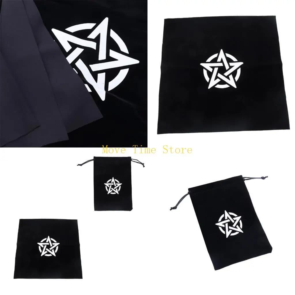 92ME Drawstring Runes Tablecloth Card Bag Game Dices Oracles Cards Stored Bag