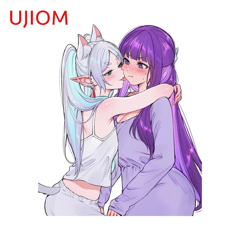 UJIOM Anime Frieren & Fern Adesivo da parete Seducente Waifus Cartoon Fermaporta Decalcomanie per laptop Semplici murales in vinile Accessori