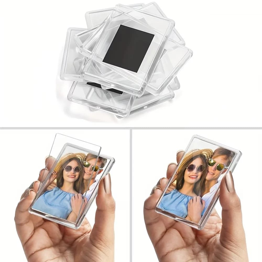 Confezione da 12/20/40 Pezzi di Cornici Magnetiche per Foto Adatte al Frigorifero - Mini Cornici Magnetiche con Supporto, Cornici in Plastica Vuote