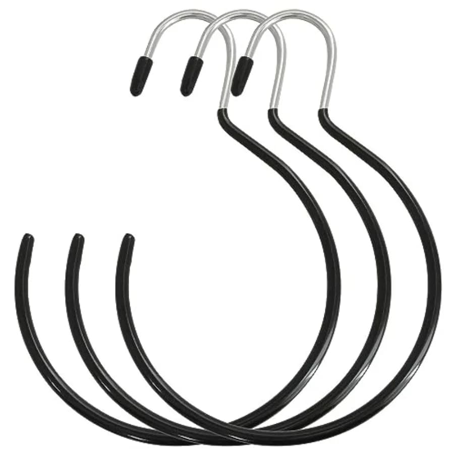 Set di 3 Ganci Neri Antiscivolo per Appendere Cinture, Accessori per Armadio, Anelli per Sciarpe, Organizzatori per Cravatte
