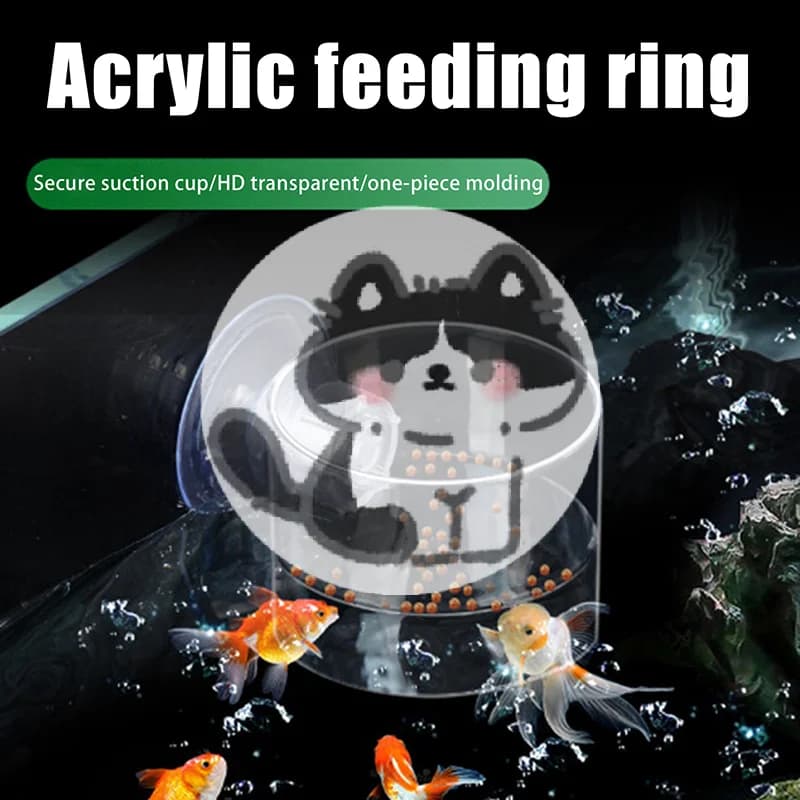 Anello per l'alimentazione dei pesci in acrilico trasparente, rettangolare e rotondo, dispenser galleggiante per acquario.