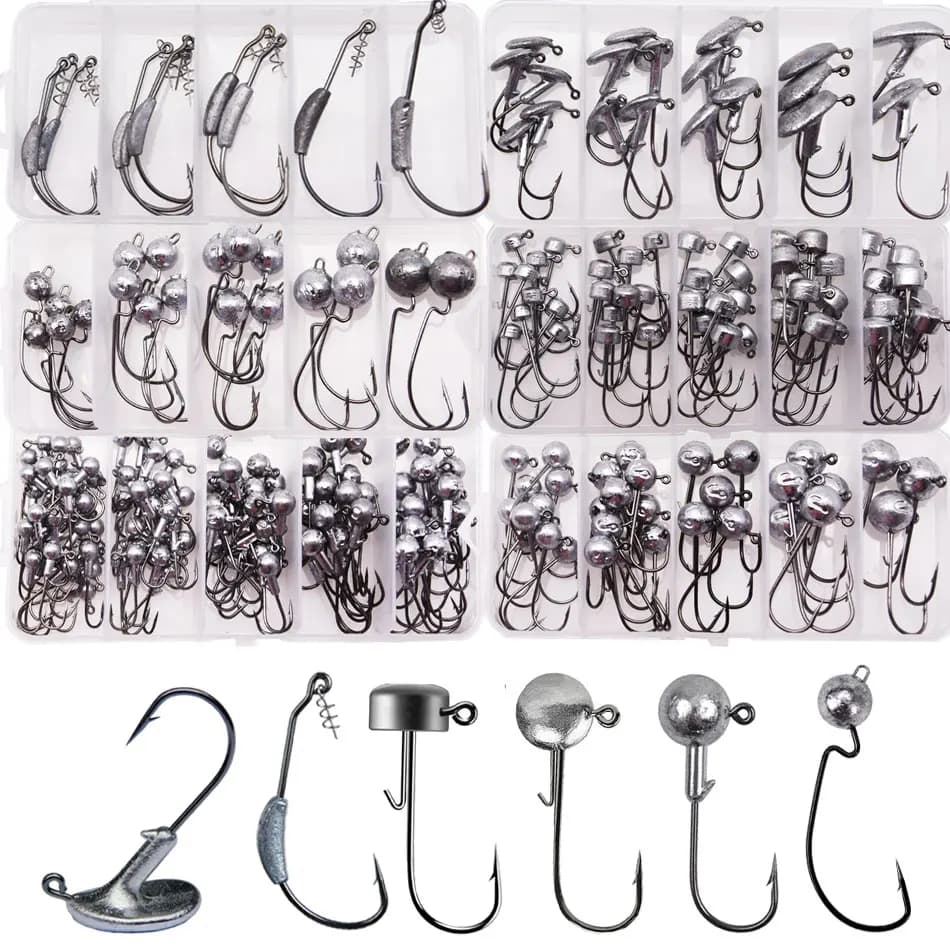 JYJ 1g 2g 3g... 28g all kinds of hand crank jig head fishing hooks high carbon steel fishing hooks for artificial baits with soft worm