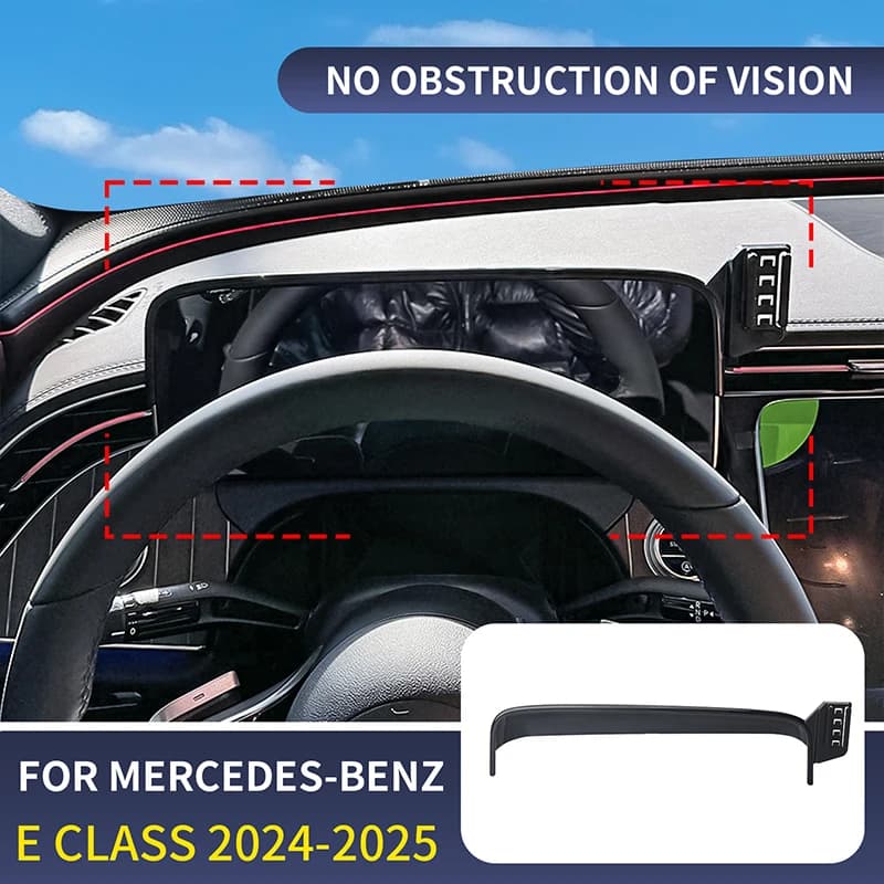 Supporto per telefono con schermo per Mercedes-Benz Classe E W214 2024 2025 Display multimediale Staffa fissa Supporto per telefono Supporto per caricabatterie wireless
