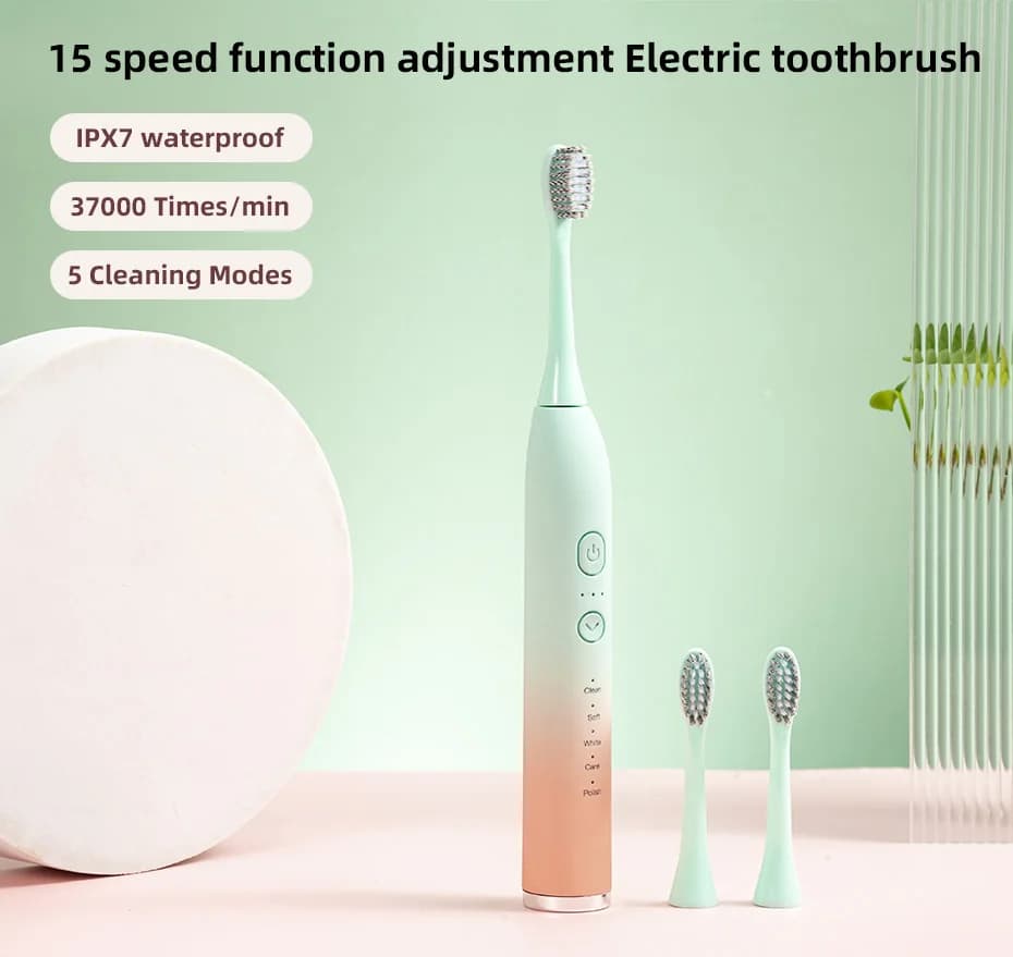 Tongwode Electric Sonic Rechargeable Waterproof Electronic Charge USB Toothbrushes Whitening Adult Spare Heads