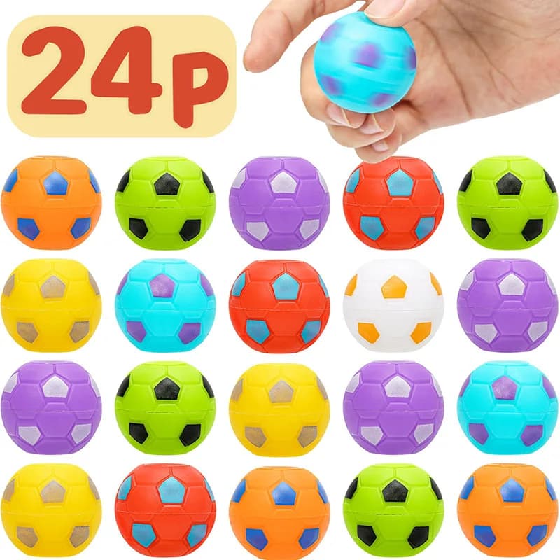 24Pcs Mini Fidget Spinner Soccer Ball Toy for Kids-Soccer Party Favors Goodie Bag Stuffer,Rotatable Soccer Finger Stress Ball