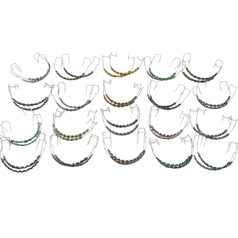 1 paio di apparecchi ortodontici finti staffe colorate per denti fili metallici temporanei staffa metallica legature ortodontiche fascette dentali
