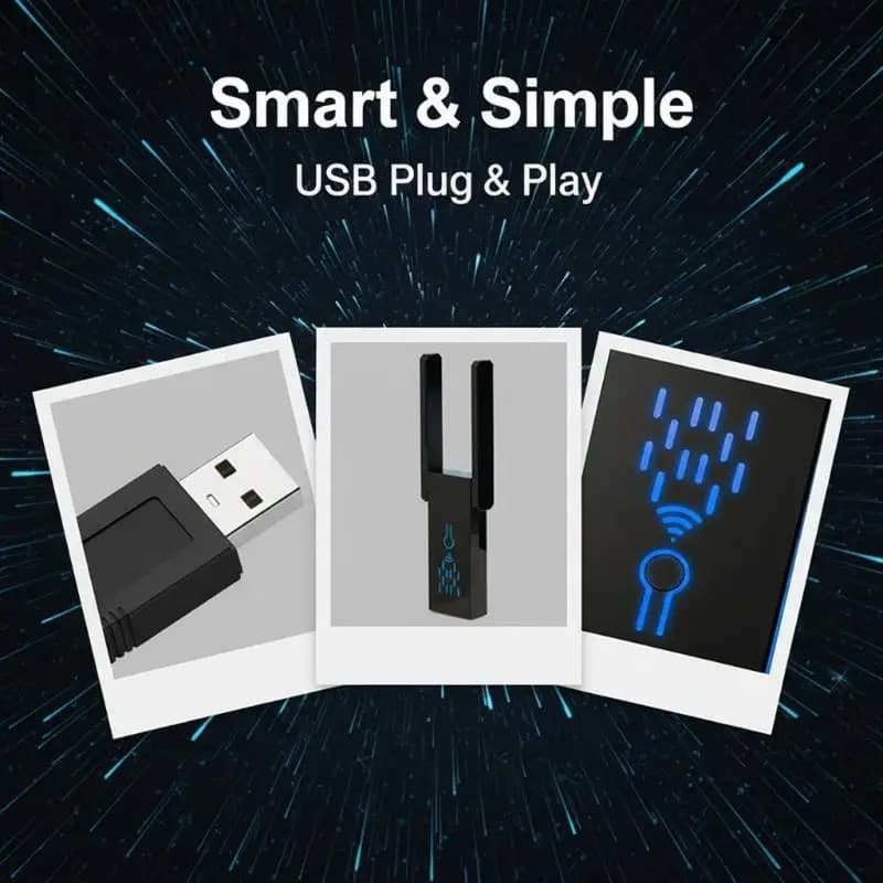 Dongle WiFi USB 3.0 Plug & Play Dual Band 1300Mbps, Adattatore Wireless Senza Driver per Facile Connessione Internet su PC