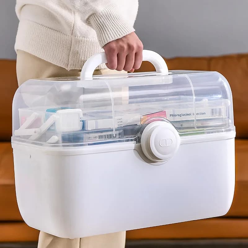 3 Layer Large Capacity Family Medicine Organizer Box Portable First Aid Kit Family Emergency Pharmacy Storage Container Pill Box