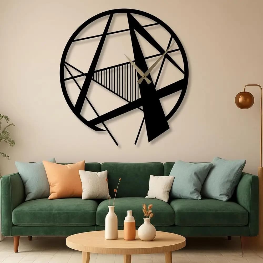 Elegante Orologio da Parete in Metallo Nero, Stile Minimalista per Soggiorno o Ufficio, 36 (90 cm)