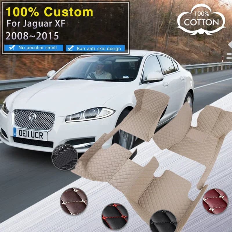 Tappetini per auto 3D per Jaguar XF X250 2008 ~ 2015 Tappeto Tappeto Tappetino in pelle resistente Auto Anti sporco Pad Parti interne Accessori per auto