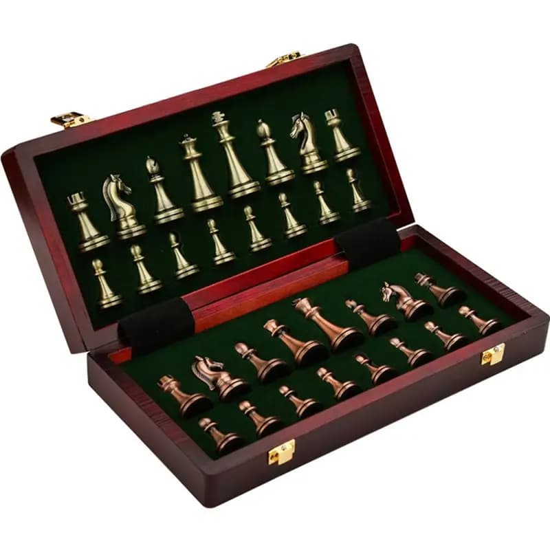 Zinc Alloy Chess Retro Board Set Chess Retro Board Set For Adults Chess For Tournament Beginner 12Inch 2 Players Eco-Friendly