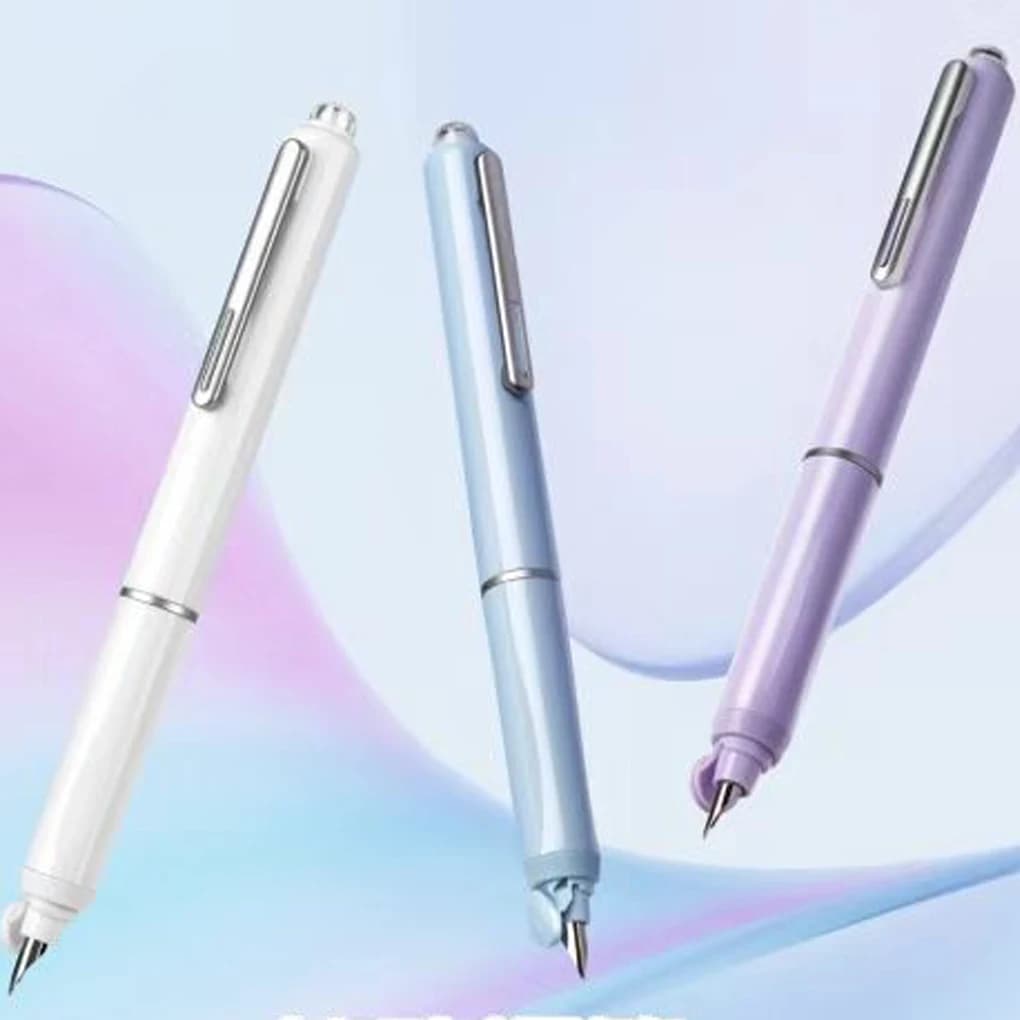 Plastic Sealed Press Fountain Pen Automatic Press Student Writing Hard Pen Calligraphy Replaceable Cartridge Ink for Gift