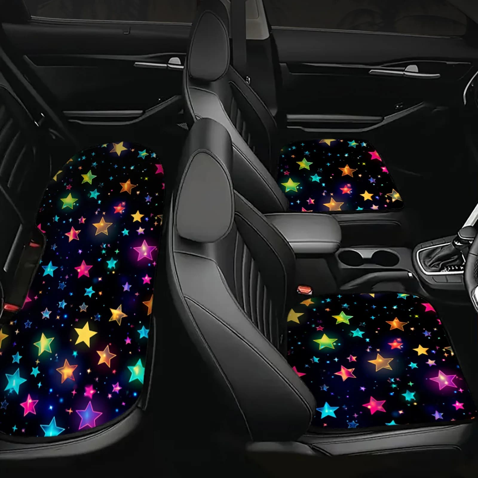 Front and rear seat cushion for car printed with 1 piece mounted star, comfortable seat protection anti-slip, interior car accessories