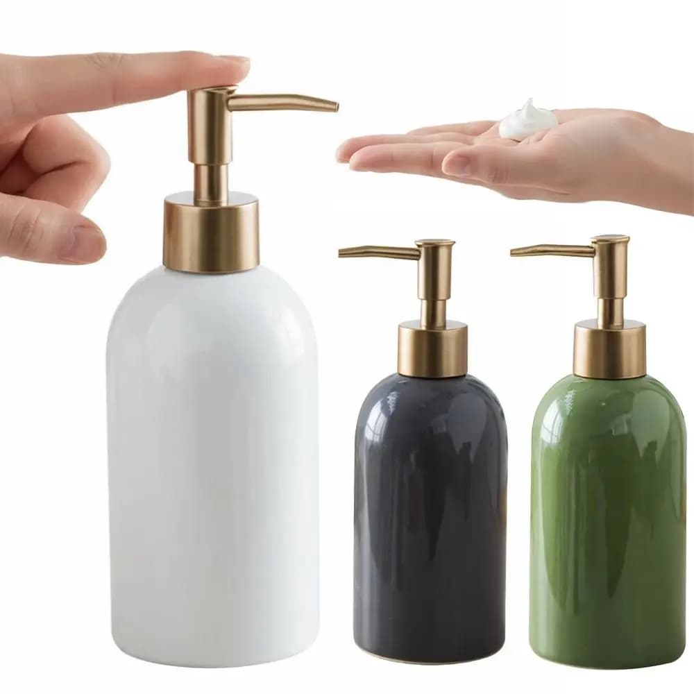 Dispenser di sapone in ceramica vuoto Pompa per liquidi ricaricabile portatile Tipo di pressa Contenitore multiuso per disinfettanti per le mani