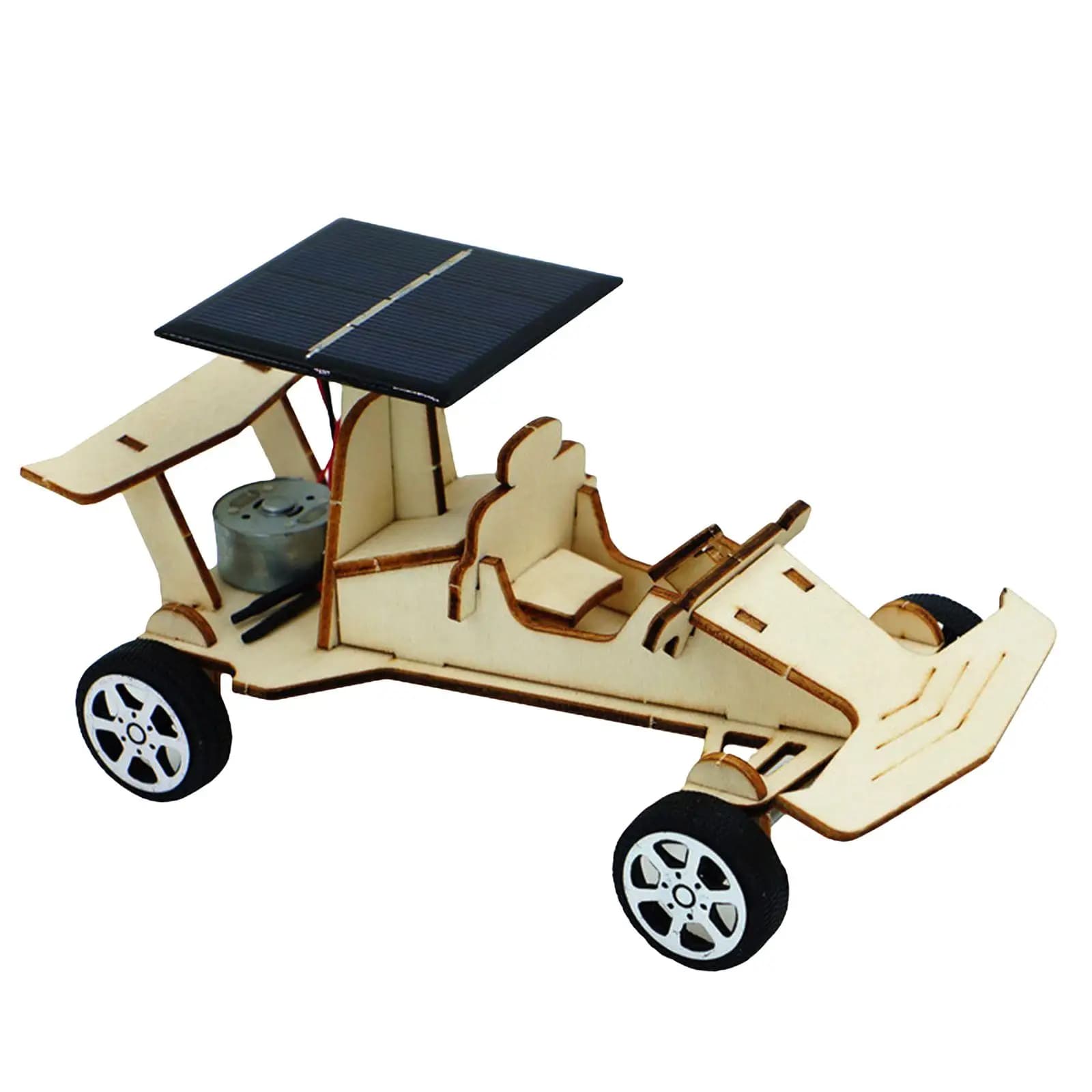 Kit scientifico in legno fai-da-te Giocattolo intellettuale educativo per auto solare per bambini