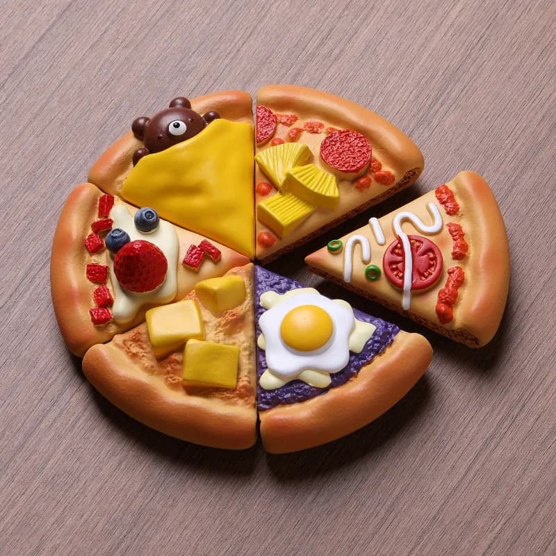 Adesivo per Frigorifero a Forma di Pizza Simulata, Decorazione Creativa con Magneti