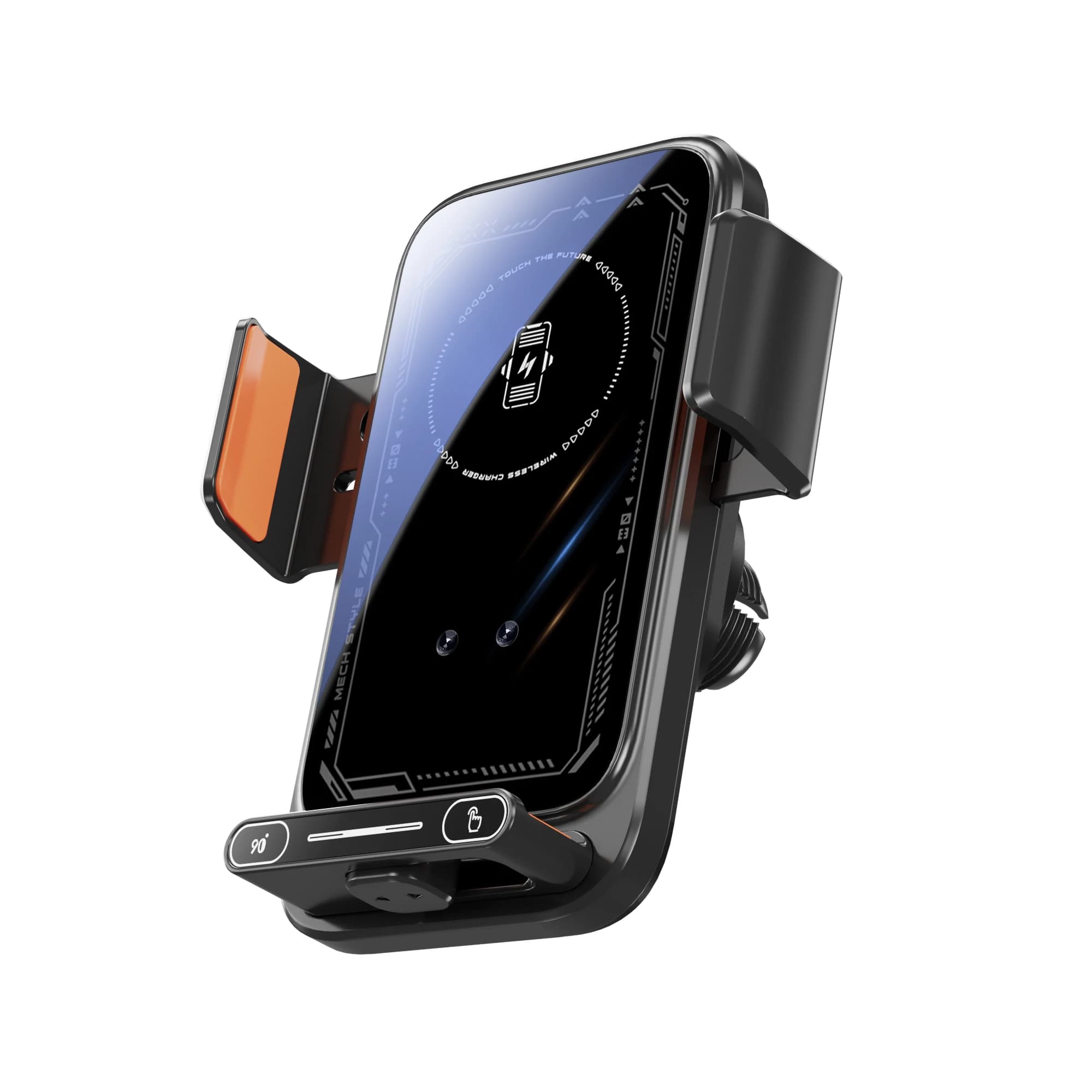 Car Phone Charger Phone Holder 15W Wireless & Wired Charger Auto Sensing One-Touch Release and Rotation Qi FCC ROHS Certified