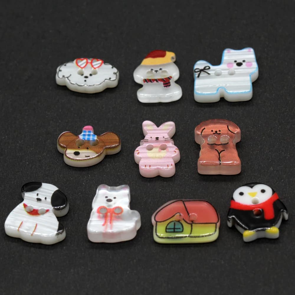 DOTOLLE Cute INS Animal Dog Resin Buttons for Clothing Shirt Cardigan Scrapbooking Case Accessories DIY Handmade Decorations