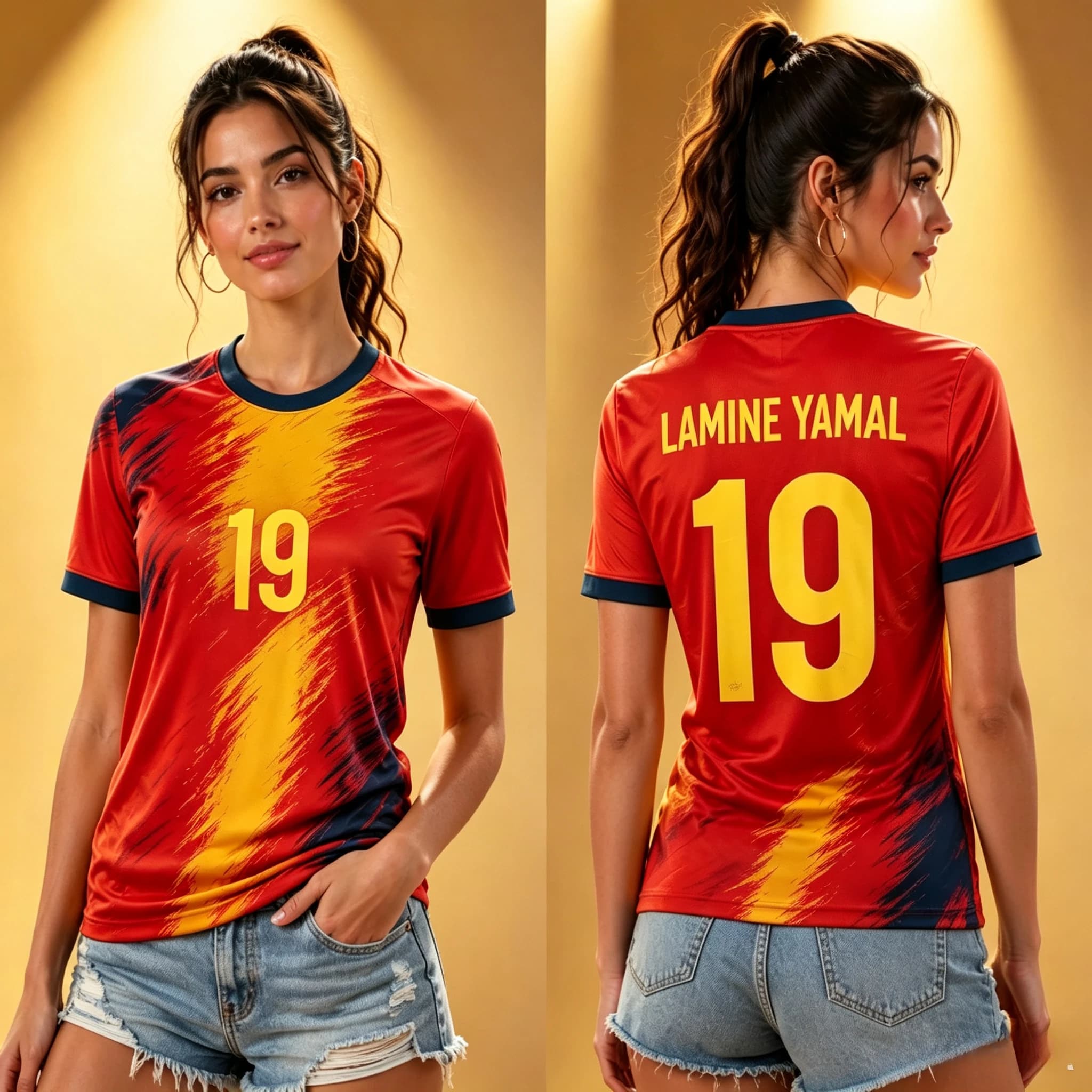 Hot Sale Spain Style 2026 Soccer Jersey Retro Brush Print Breathable Quick Dry Casual Sportswear Men Women