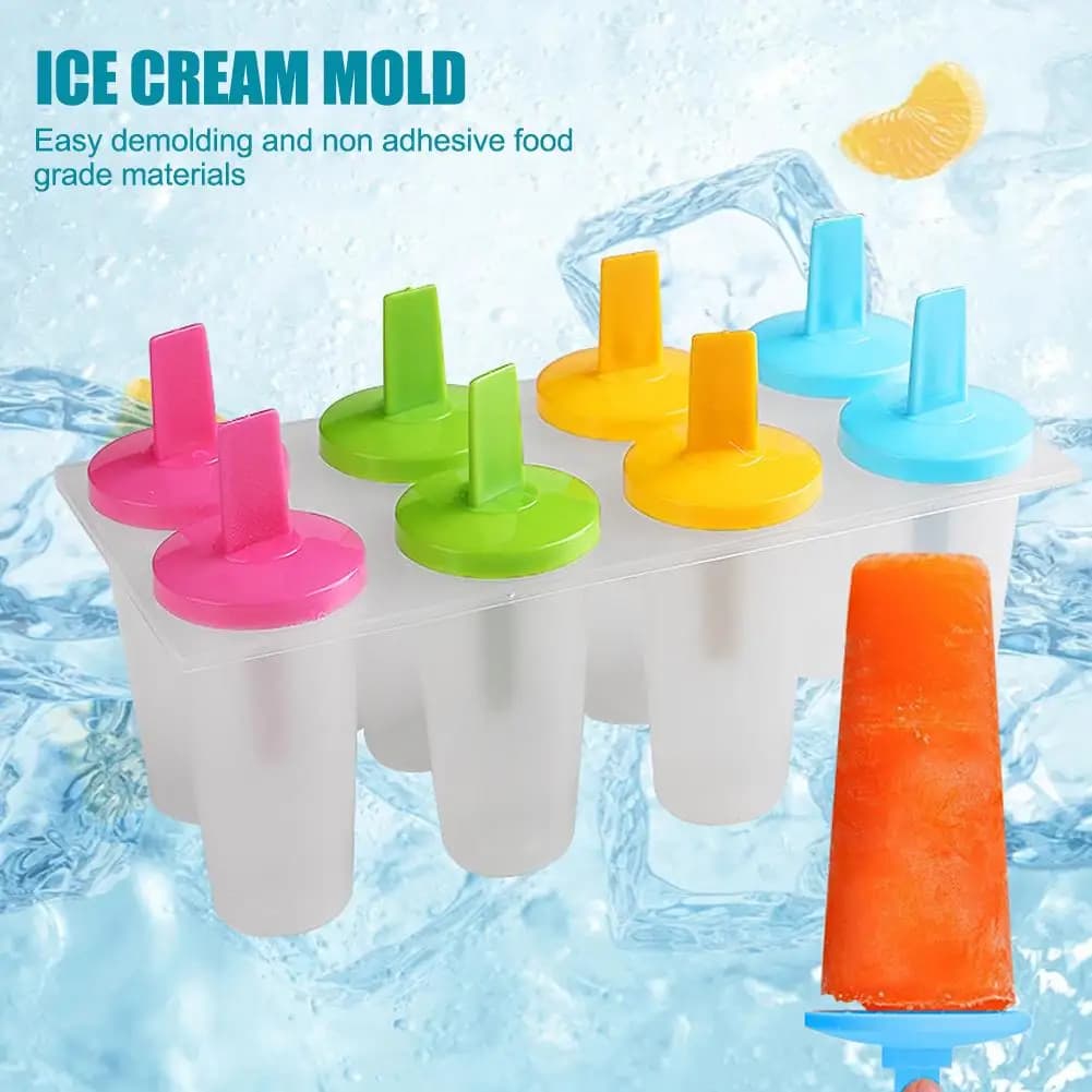 8 Cell Silicone Ice Cream Popsicle Mold With Handle Summer Tray Children's Mold Cream Mold Cream Ice Maker Ice
