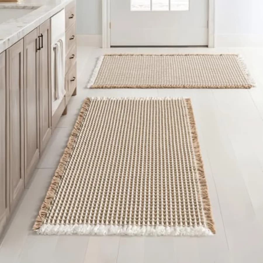 Set di 2 Tappetini da Bagno Boho, Antiscivolo, Lavabili, Super Assorbenti, Ultra Morbidi con Base in Gomma per Doccia