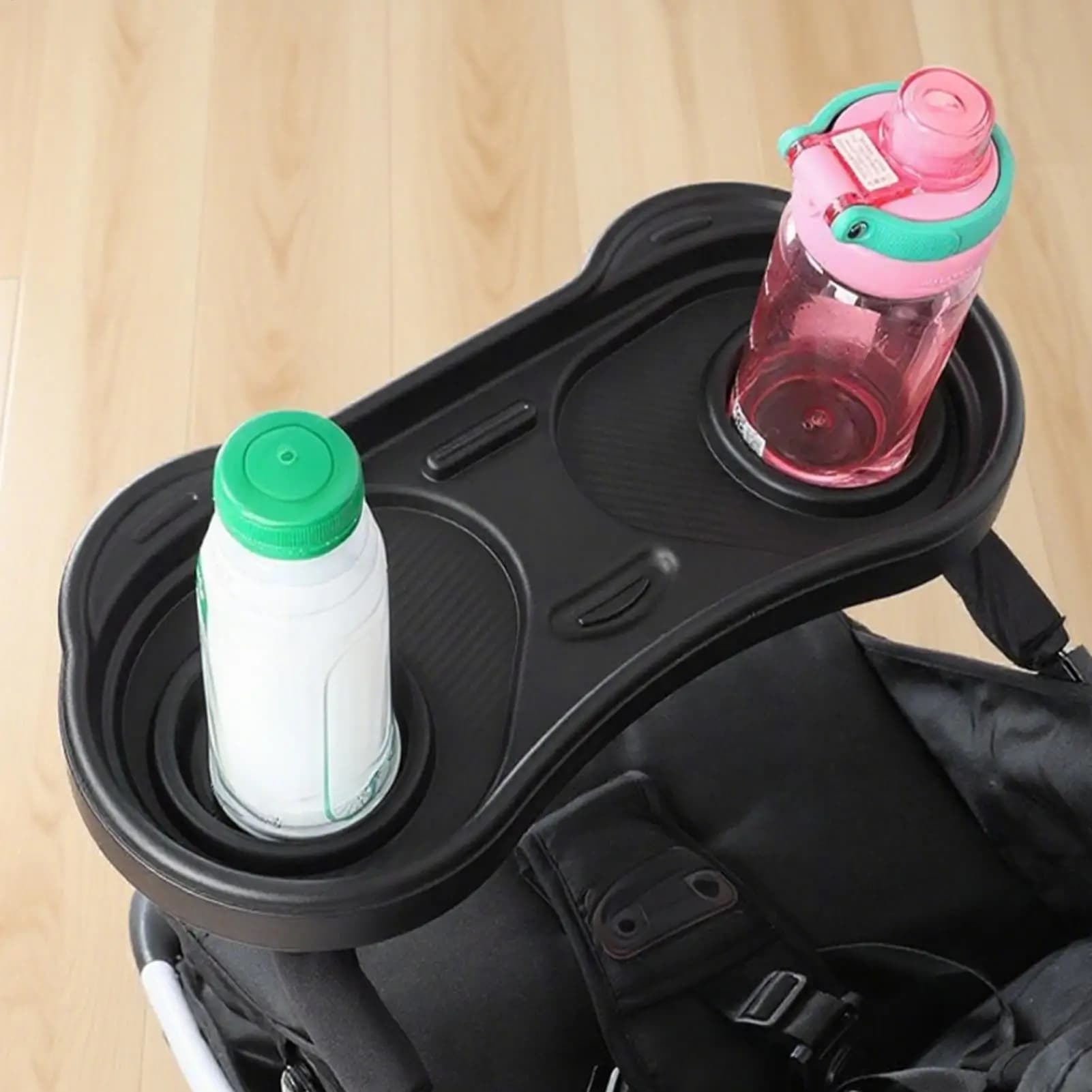 Attacco per vassoio per passeggino Attacco per adattatore per morsetto per porta snack per tazza per passeggino robusto rimovibile per viaggi in famiglia per bambini piccoli