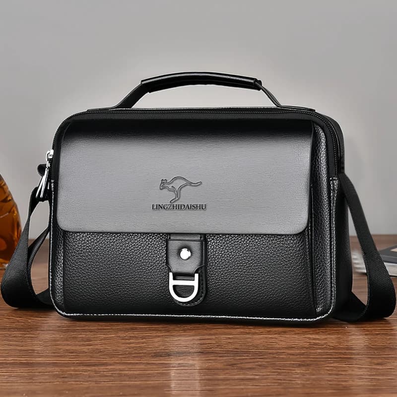 Durable Wear-resistant Two-tone Business Bag Fashion Lock-closure Leather Briefcase Suitable for Work & Business Trips