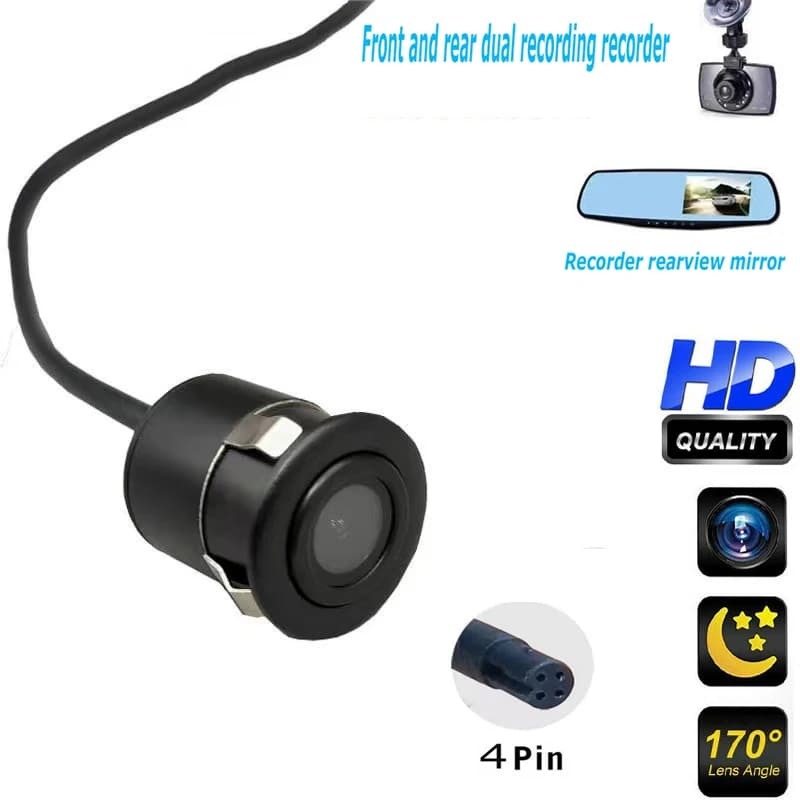 Telecamera di retromarcia rotonda da 18,5 mm per tachigrafo, telecamera posteriore a 4 pin con visione notturna Starlight e lente a onda completa per auto