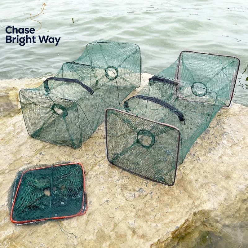Fish Trap Net Fishing Gear Crab Prawn Shrimp Crayfish Lobster Crawdad Foldable