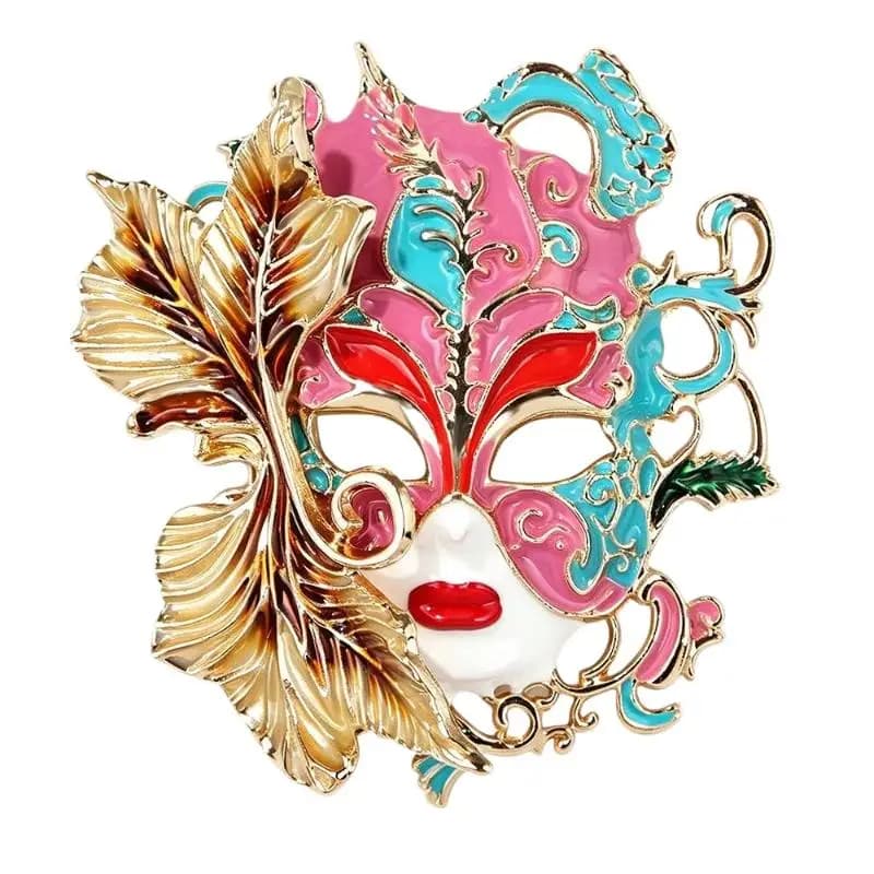 🎊Fashion Enamel Mask Brooches For Women Face Pins Necklace Event Luxury Gifts Party Backpack Decoration Clothes Accessories