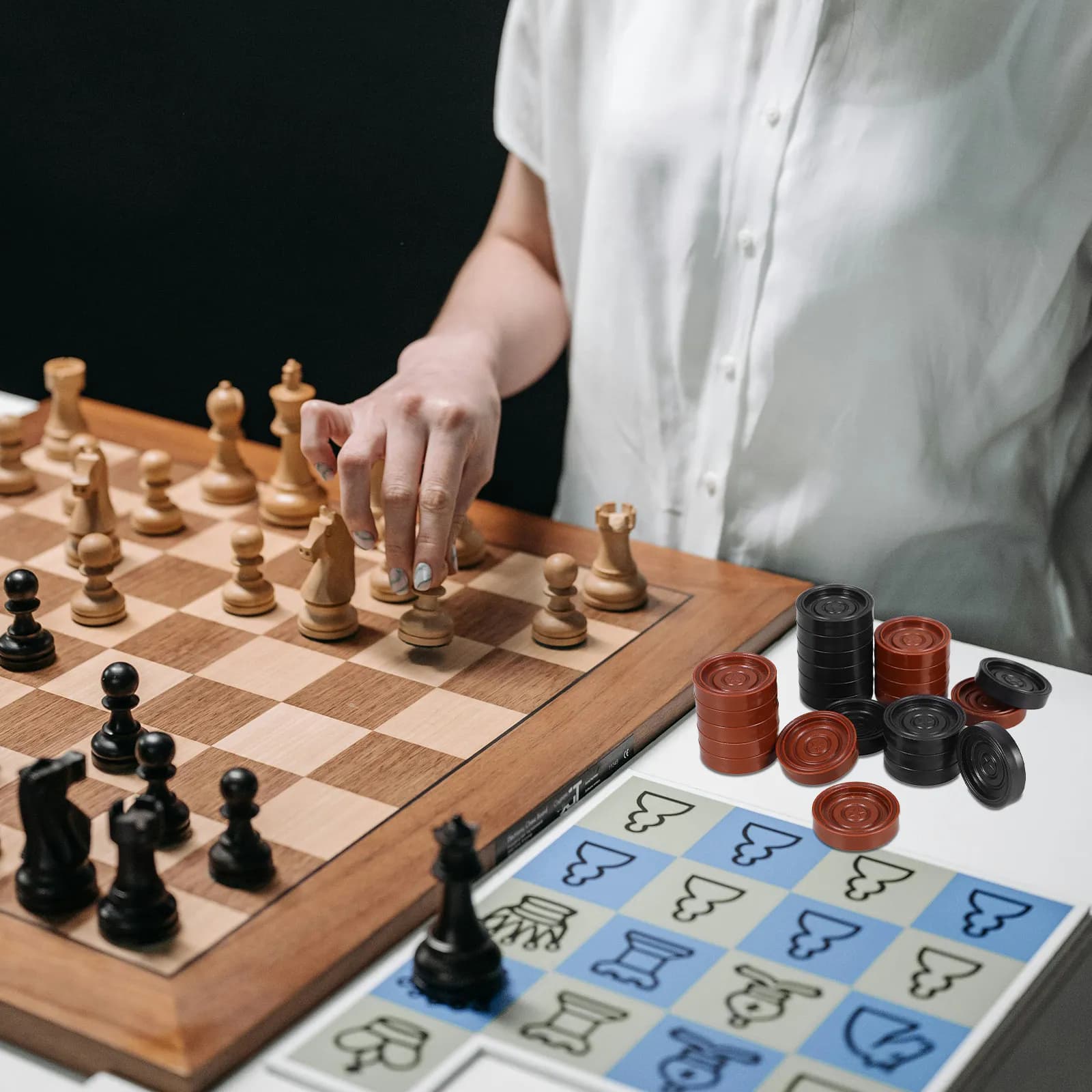 24 Pezzi Rotondi in Plastica ABS per Scacchi e Backgammon, Accessori Unici per Giochi da Tavolo per Famiglie