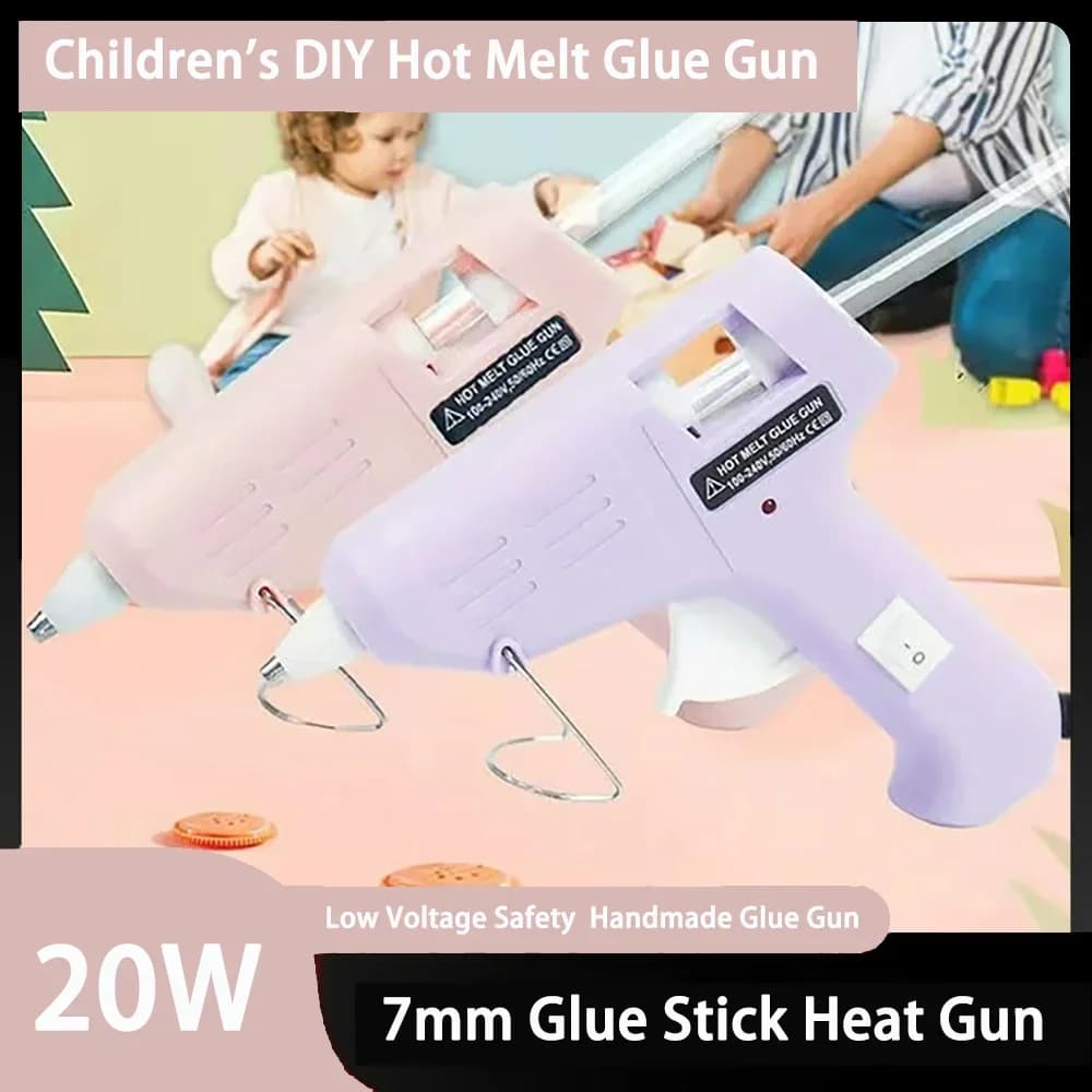 2024 Nuovo 20W Pistola per colla a caldo Plug-In Anti-scottatura Pistola in silicone caldo per bambini 7Mm Colla stick Adesivo Gluegun Piccola pistola per colla