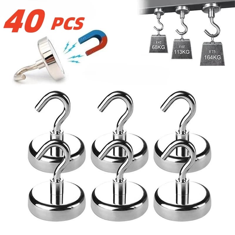1-40PCS Strong Magnetic Hooks Multipurpose Storage Hooks House Kitchen Bar Storage Hooks Storage Hooks for Keys Bathroom Hooks