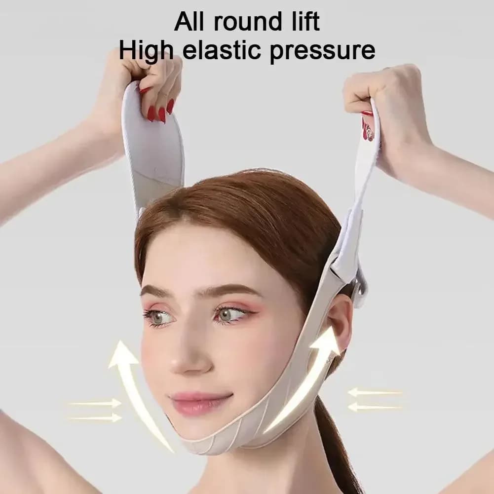 Maschera Viso in Silicone Effetto Lifting a V, Fascia Modellante per Viso, Guance, Mento e Collo, Cinghia Dimagrante