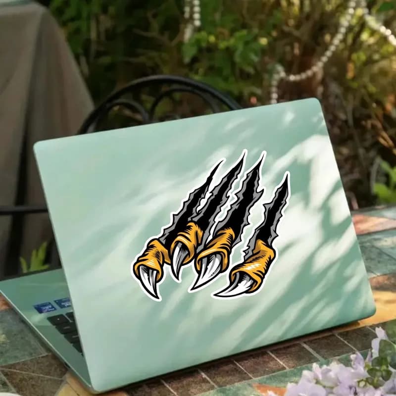 1pc Aggressive Claw Mark Black Yellow Vinyl Sticker, Anti-Spy Decal for Laptops Cars Trucks Motorcycles