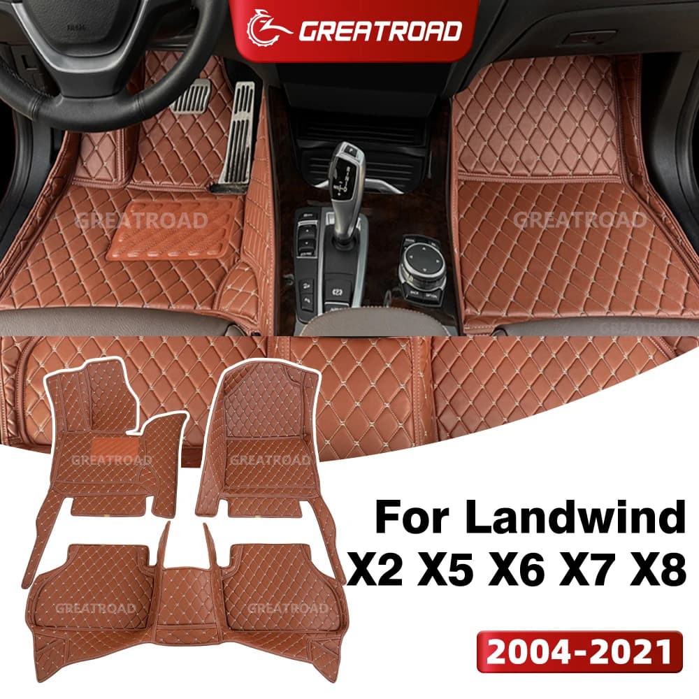 GREATROAD Tappetini Auto Personalizzati per Landwind X2 X5 X6 X7 X8 (5 Posti) 2004-2021, Copertura Tappeto Auto, Accessori Interni