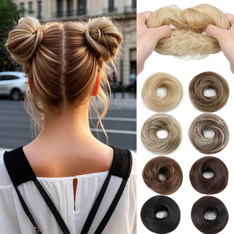 Elegant synthetic chignon for woman, soft and comfortable, chignon style, rubber elastic, updo scrunchy wig