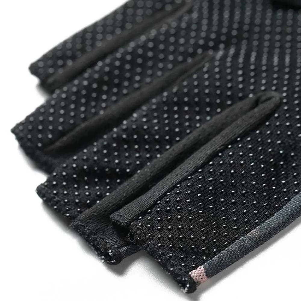 1 Pair Breathable Sunscreen Half-finger Gloves Quick Dry Silicone Anti Slip Lace Mesh Gloves Floral Printed Thin