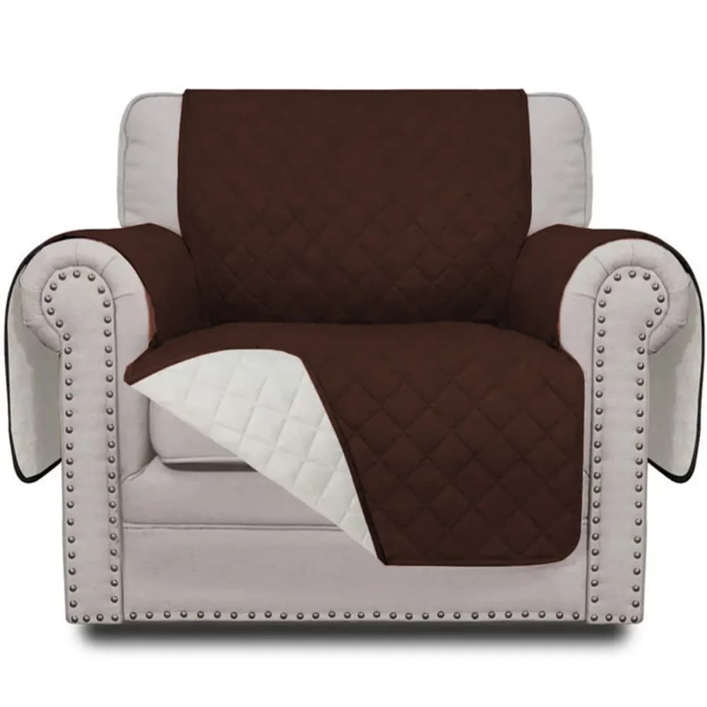 Waterproof Reversible Quilted Cover with Elastics and Foam Tubes Designed for Protection of Furniture and Domestic Animals